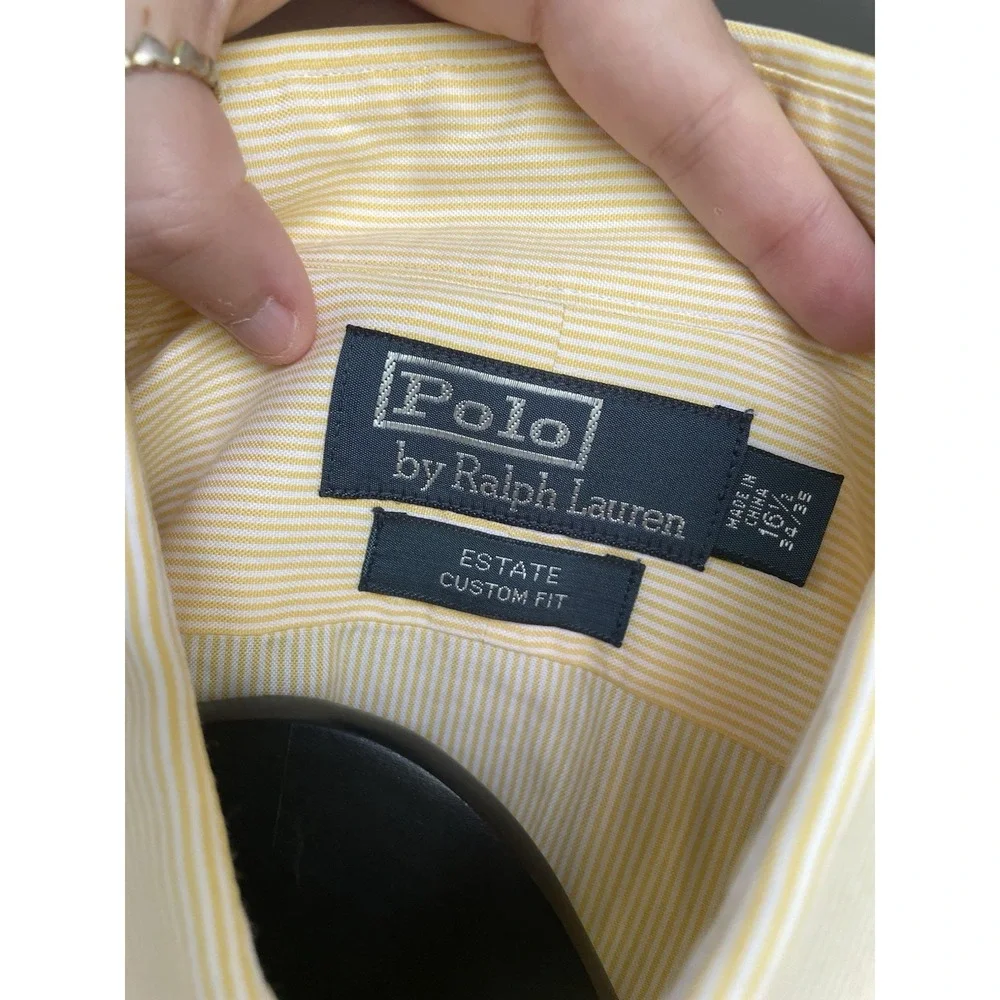 Polo Ralph Lauren Men's Long Sleeve Button Down Shirt Size L, Yellow Stripe